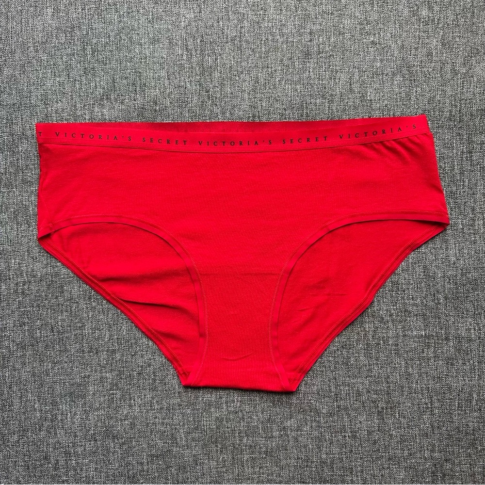 NWT 2 Victoria’s Secret Stretch Cotton Hiphugger Panty Lipstick Red Floral M - Picture 6 of 11